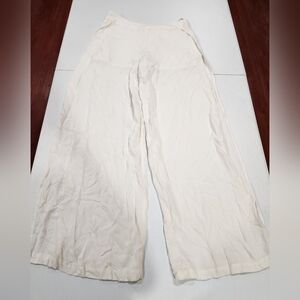 Farm Rio White Sheer Overlay Side Slkt Wide-Leg Pants